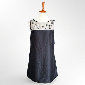 NWT Pearl by Georgina Chapmen black dress 8 M medium beads shift formal cocktail